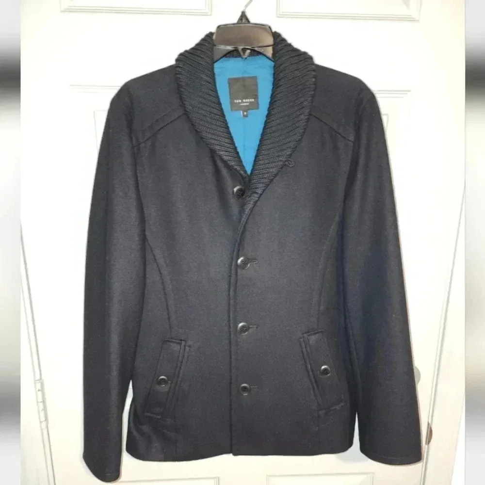 Ted Baker London Wool Blend Shawl Collar Coat Jacket Ted Size 3 US Women's 6 8